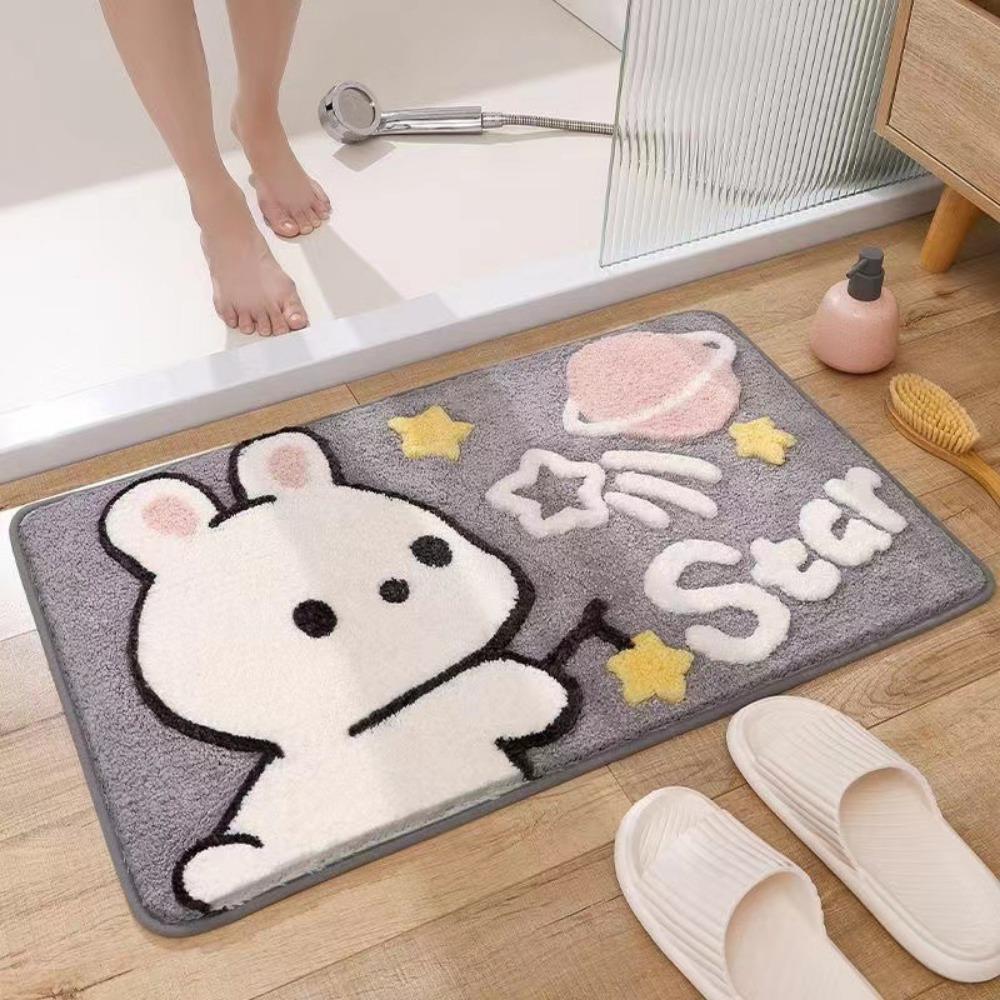 

2pcs Cartoon Imitation Cashmere Floor Mat Bathroom Non-slip Foot Mat Home Wear-resistant Absorbent Carpet 40*60cm