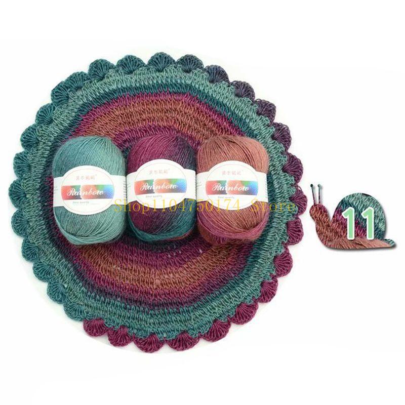 Soft Worsted Yarn Rainbow Gradient Colors DIY Baby Knitting Wool Shawl Scarf Swe top sale