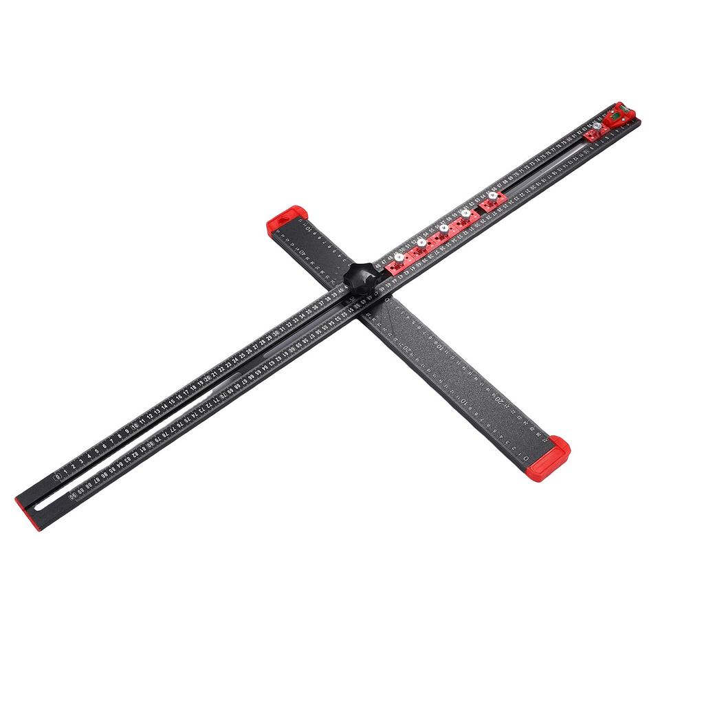Drilling Positioning Ruler 90cm Adjustable T Square Multi Angle Marking Measuring Ruler with 2 Bubble Levels 6 Sliders