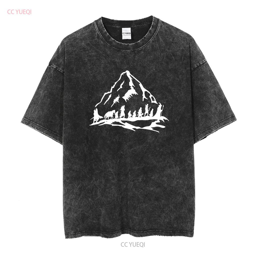 Fellowship of the Ring T Shirt LOTR Mountain  Womens Mens  vintage Washed Stretched streetwear Comfortable homme Casual Unisex