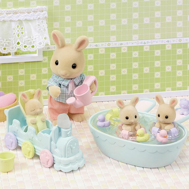 [Sylvanian] 5707-Milk Rabbit Triplets’ Bath Play Set