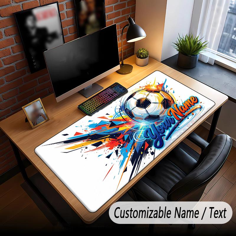Soccer Theme Custom Mouse Pad Personalized With Name Text Customized Desk Mat For Office Home Decor