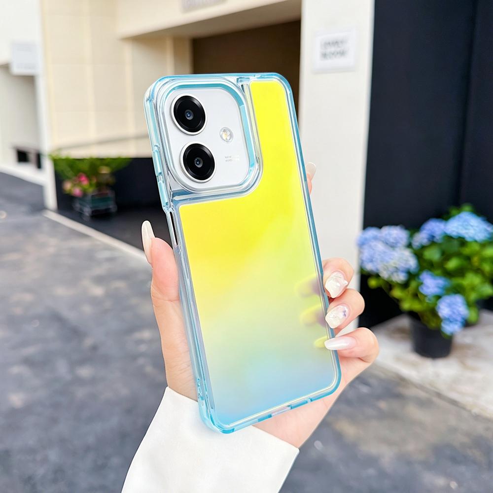 KEYSION Fashion Laser Gradient Colorful Phone Case for OPPO A3X 5G A3 Soft TPU+PC Shockproof Back Cover for OPPO A5i