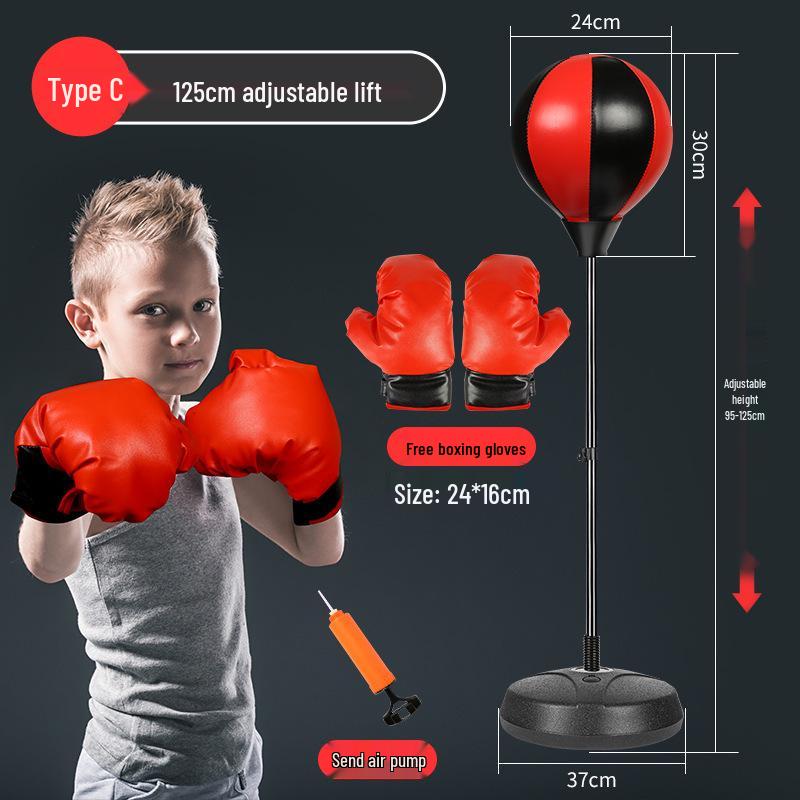 Set de Box Viteză Multifuncțional pentru Copii: Sac de box vertical, Tumbler gonflabil și Mănuși.