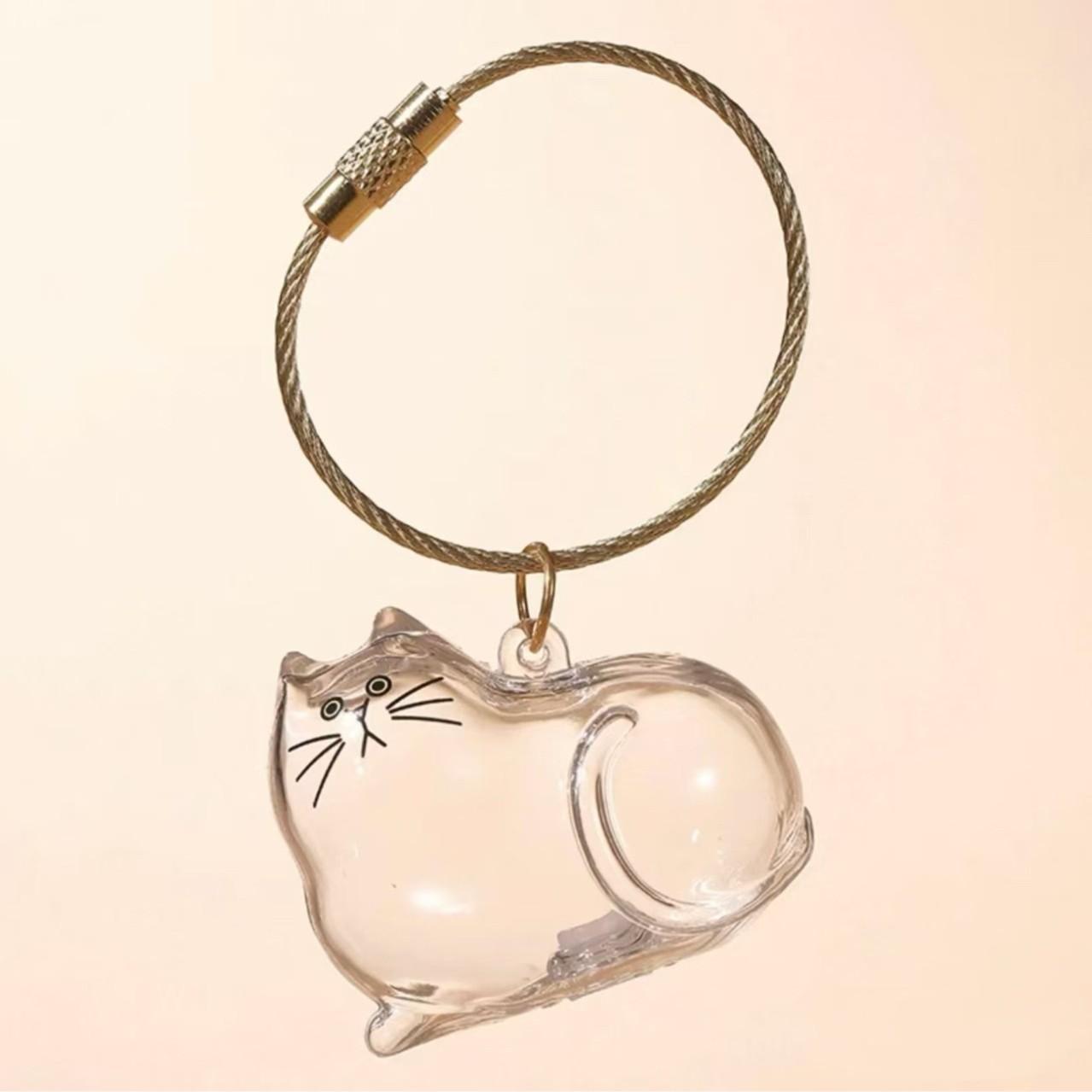 

Clear Pet Hair Keychain Cute Cat Fur Keepsake Storage Creative Transparent Pet Hair Memorial Collection Pendant For Dog/Cat