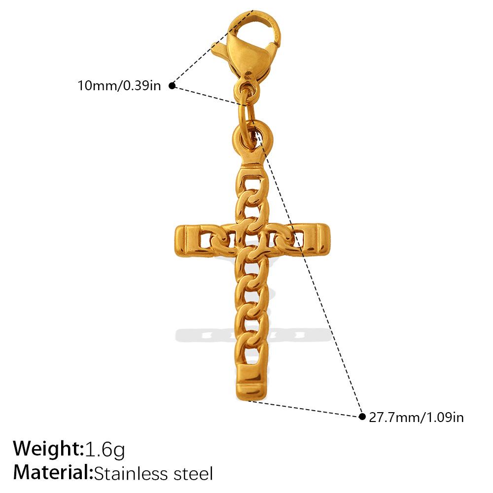 Personalized Retro Style Engraved Three-Dimensional Cross Series Lobster Buckle Pendant Stainless Steel Gold Diy Accessories