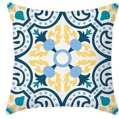 Home Decor Exquisite Blue-Yellow Patterned Throw Pillow Covers Pattern Cushion Cover Suitable For Sofa Bedroom Car Pillow Cover