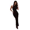 Summer New Women's Fashion Halter Neck Sexy Backless Slit Hip-wrapped Slim Dress Female