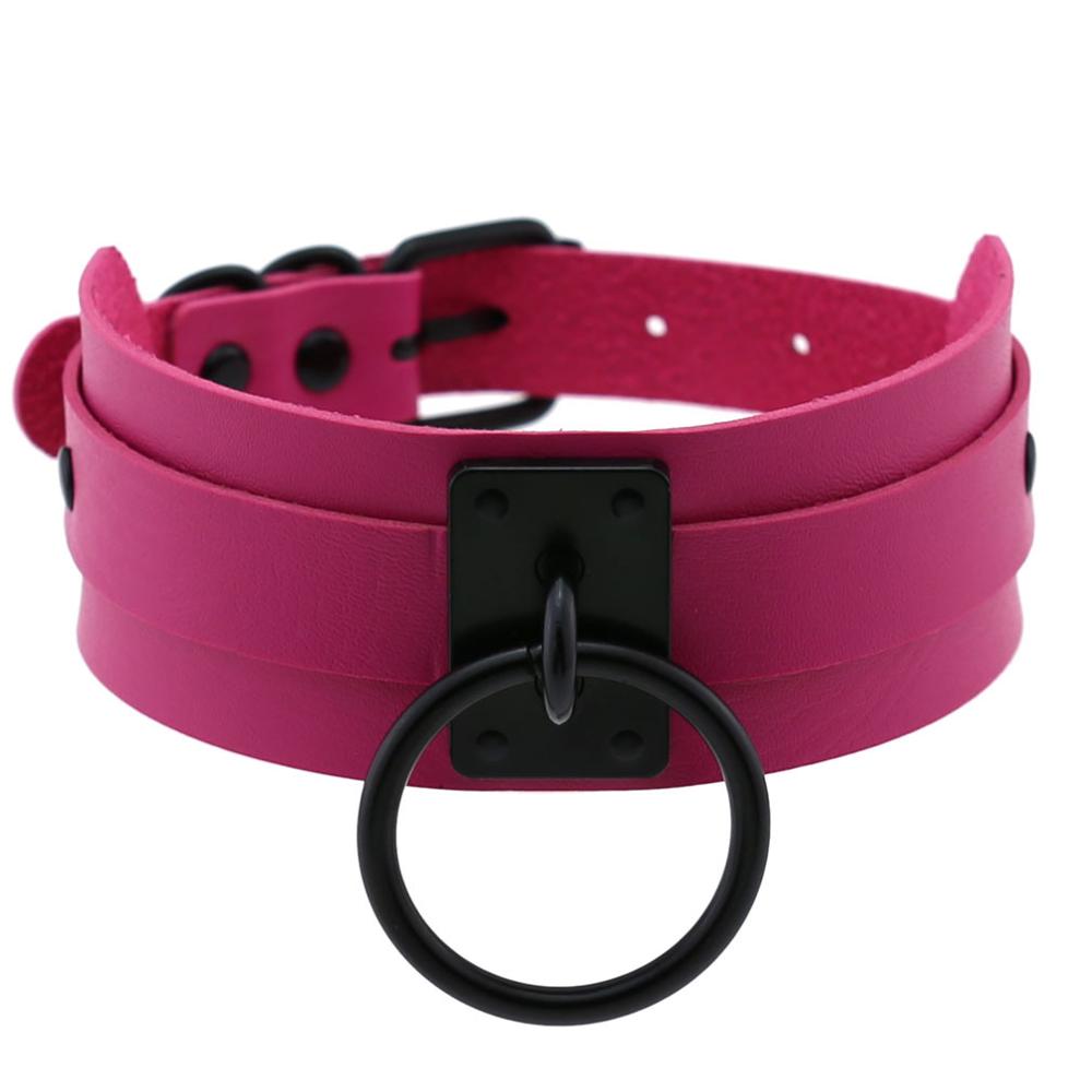 DIEZI Harajuku Cosplay Gothic Necklaces Black Big Circle Necklaces Leather Choker Necklaces Women Men Jewelry Fashion  Goth