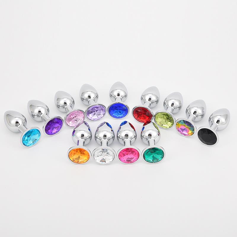Anal Plug 3 Sizes Colored Crystal Stainless Steel Butt Plug For Women Stimulator Anal Sex Toys For Couples Prostate Massager