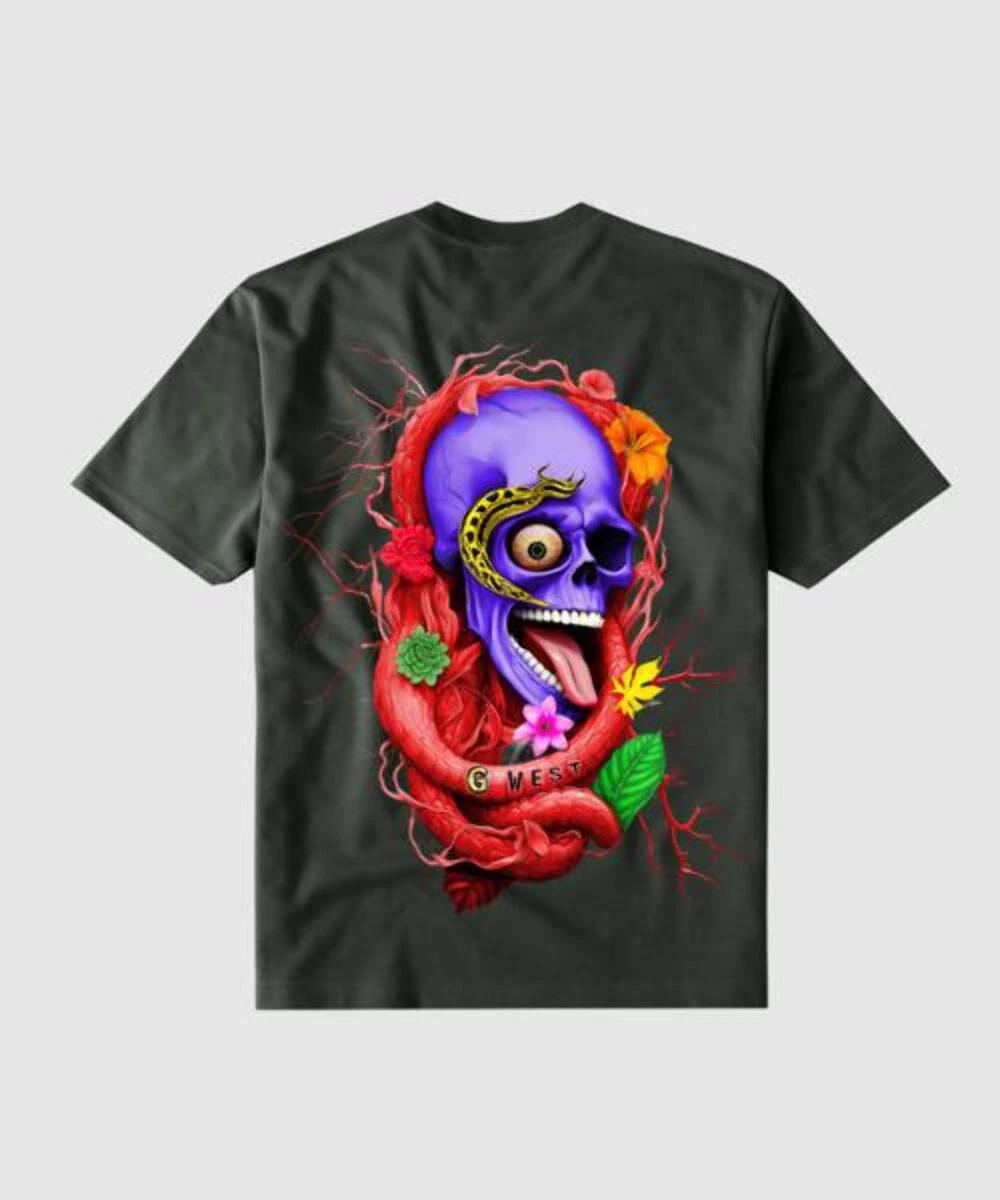 G West Oversized Premium Snake Skull T-Shirt - Gwgtl7005 - 5 Colors S