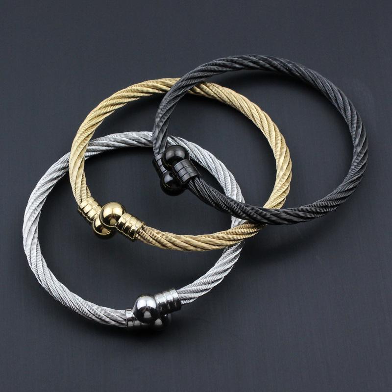 European and American Stainless Steel Electroplated Open Bangle - Waterproof Unisex Jewelry