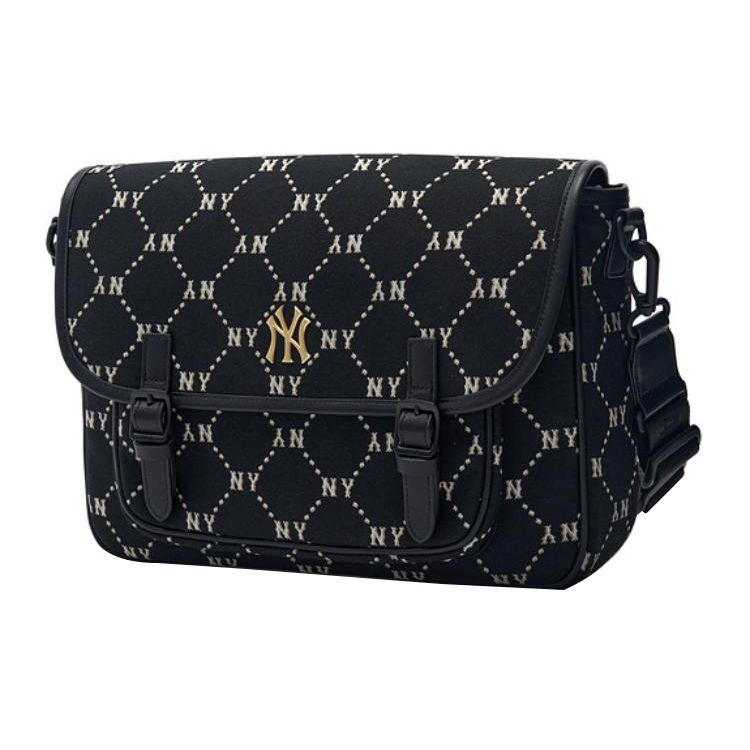 MLB New York Yankees Diamond Signature Polyester Messenger Bag Women bags Black 7ACRMD74N-50BKS