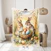 1PC Happy Easter Celebration Pattern Flannel Blanket,Soft,Skin-Friendly,Warm,Machine Washable,Suit for Sofa, Bed, Office,Camping
