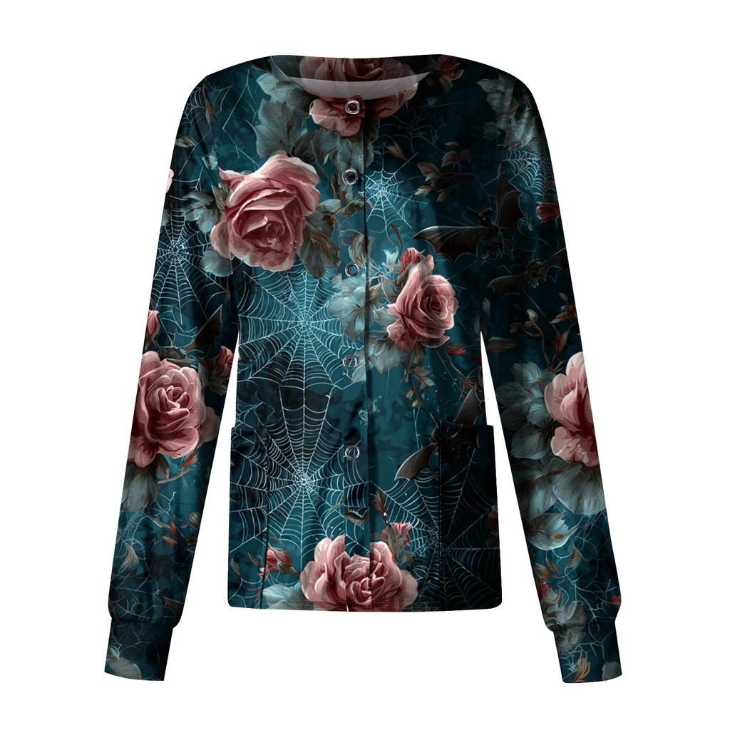 Women's Casual Long Sleeve Single Breasted  Printed Dry-nurse Top