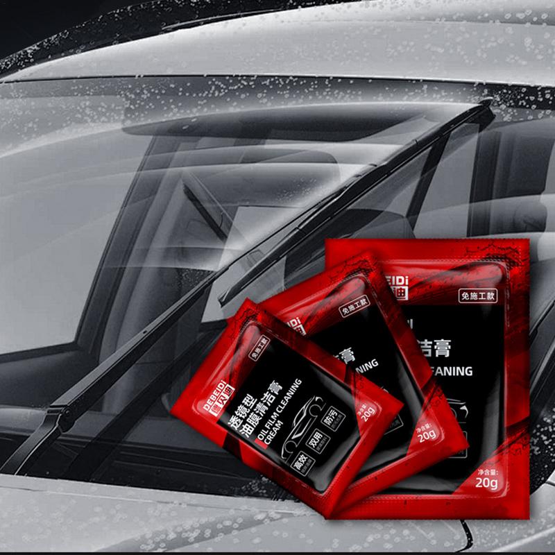 Vehicle Glass Anti-Fog Paste 20g Car Oil Film Cleaning Cream With Sponge Auto Windshield Cleaning Paste Car Cleaning Supplies