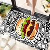 1Pc Food Theme Printed Circular Carpet, Home Door Mat, Outdoor Travel Protection Carpet B6