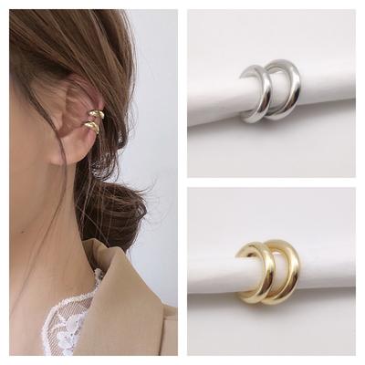 Faux clip d'oreille en métal perforé, asymétrique, circulaire, tendance, pour femme, bijou tendance, cadeau idéal