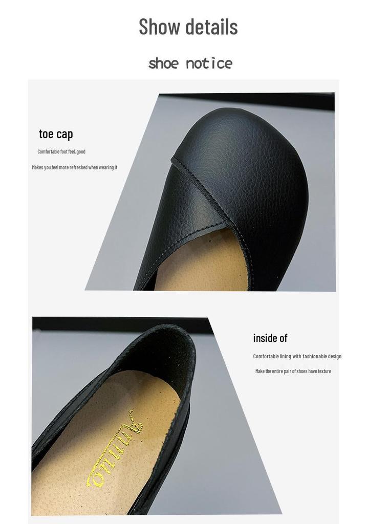 2024 Plus Size Women's Moccasins: Soft Leather, Round Toe, Versatile Two-Way Wear, Comfortable Slip-On Casual Shoes