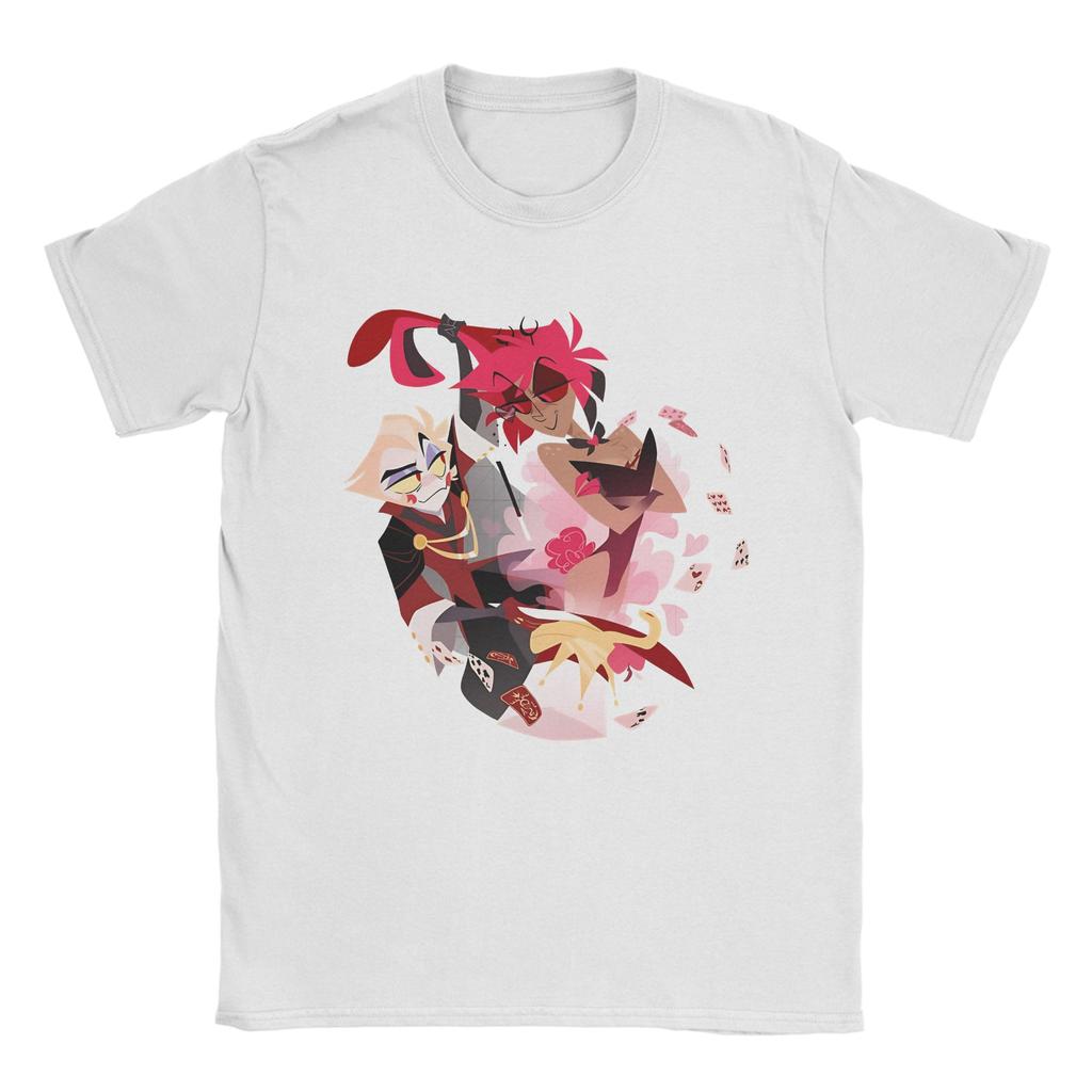 Lucifer Alastor Alakazam  TShirt Summer HHazbins Hotels Cotton TShirts For Couple Hippie Casual Tshirt Short Sleeve Top Tees