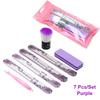 7-Piece Purple Manicure Set: Sanding Strips, Double-Ended Nail Files, Cuticle Pusher, Nail Art Dust Brush
