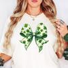 Shamrock Four Leaf Clover Bow Shirt: St Patricks Day Lucky Tee