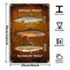 Vintage Fishing Trout Tin Sign Retro Metal Wall Art 8x12 Inches Home Bar Decor