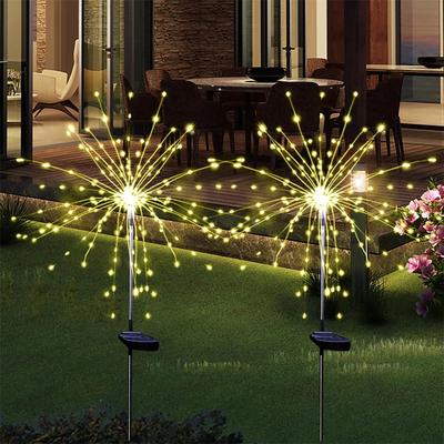 2025 Solar Garden Firework Lights Solar Lights for Outside Patio Backyard Yard Pathway Walkway Decorations Warm White 499