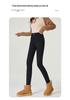 Women's Black Fleece-Lined Thermal Leggings: Warm, High-Waisted, Slim-Fit, Versatile, Thick, Trendy for Autumn/Winter