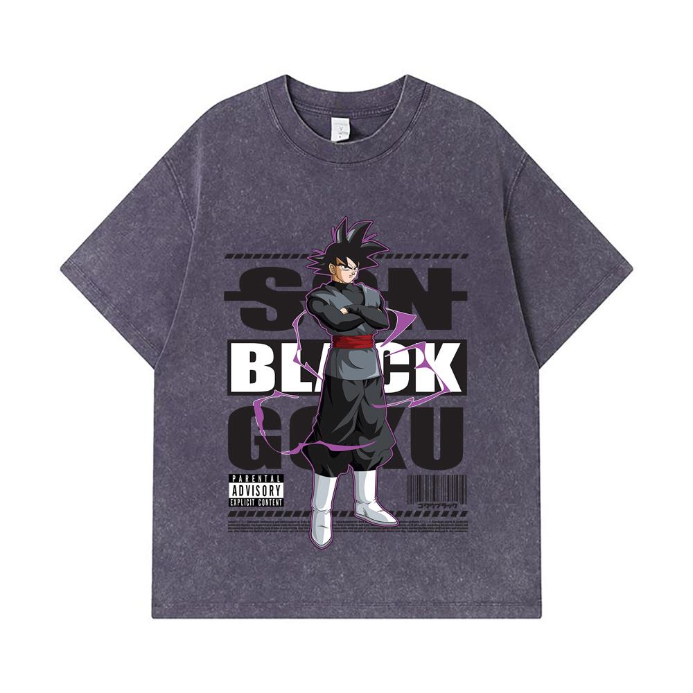 275 GSM Washed T-shirts 100% Cotton Dragon Ball V16 Black Goku Print Unisex Heavy Cotton T Shirt