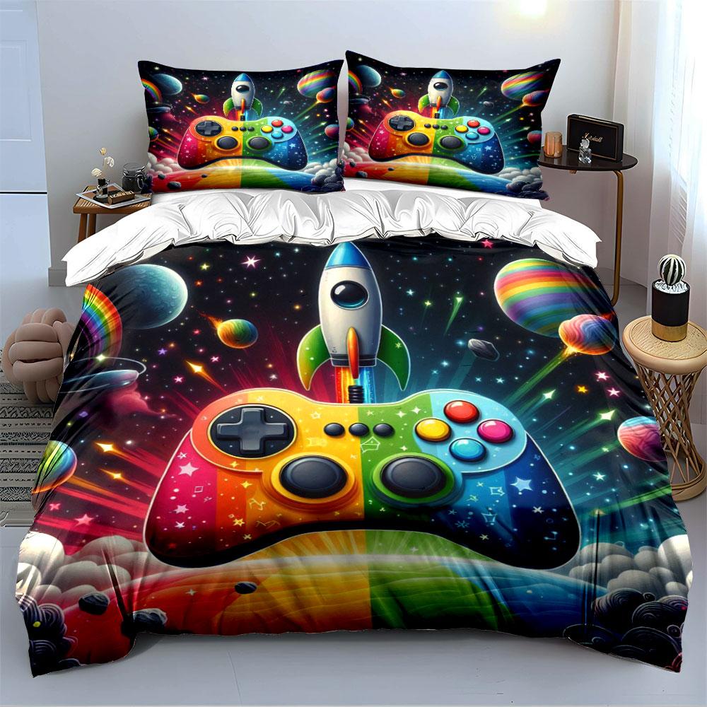 Gaming Rocket Universe Bedding Bedding Duvet Cover Set Duvet Cover Pillowcases (1 * Duvet Cover 2 * Pillowcases, without duvet insert)