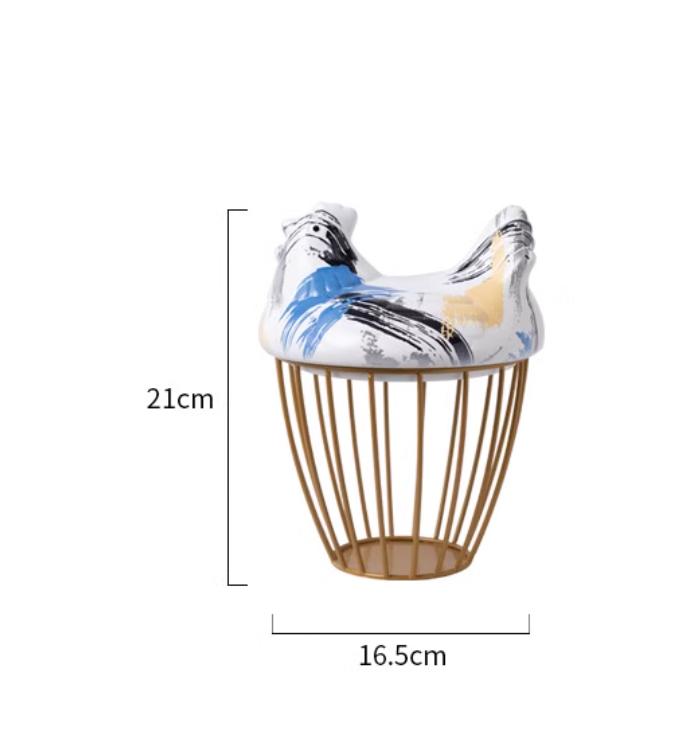 

Chicken Shaped Egg Storage Basket, Wrought Iron Metal Container with Lid, Food Residue Storage Container, Home Decoration
