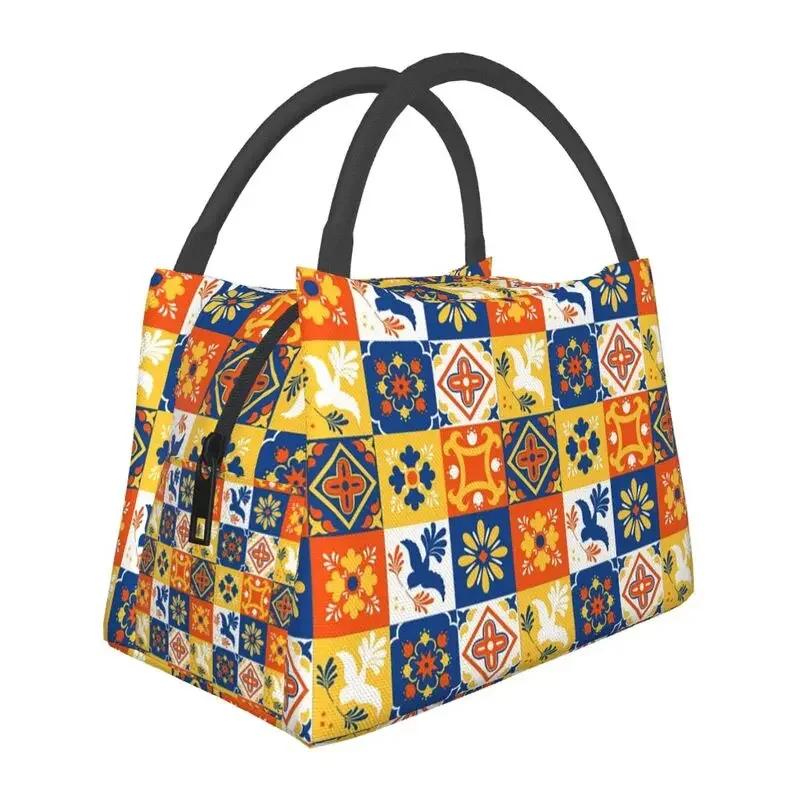 Mexican Talavera Flower Resuable Lunch Box Women Leakproof Cooler Thermal Food Insulated Lunch Bag Office Work Pinic Container