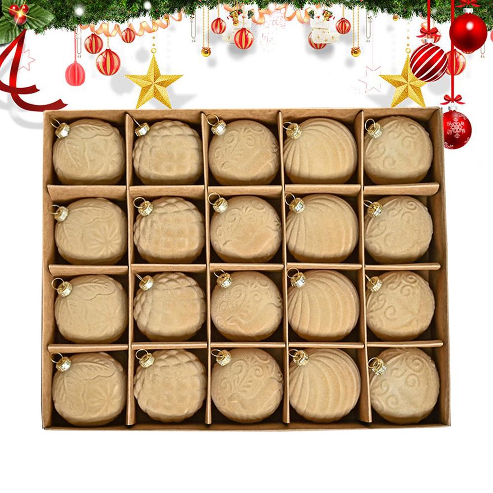 

20 шт./коробка Бархатный набор рождественских шаров-украшений, 6 см Флокированные небьющиеся пластиковые рождественские безделушки, Украшения для рождественской елки, Декор для вечеринки