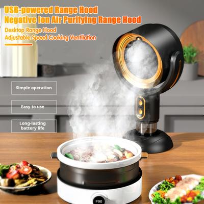 Desktop Range Hood USB Powered Negative Ion Mini Portable Exhaust Fan 5v 8w
