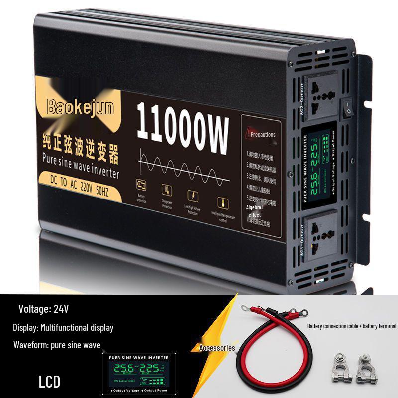 High Power Pure Sine Wave Inverter: 12V/24V Truck to 220V Electric Vehicle, 48V/60V Battery for Home or Car Use.