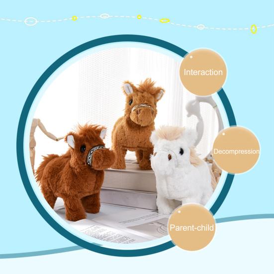 Electric Plush Horse Toy Interactive Simulation Sound Walking Horse Toy Toddlers Boys Girls Educational Baby Tummy Time Crawling Stuffed Animal Toy