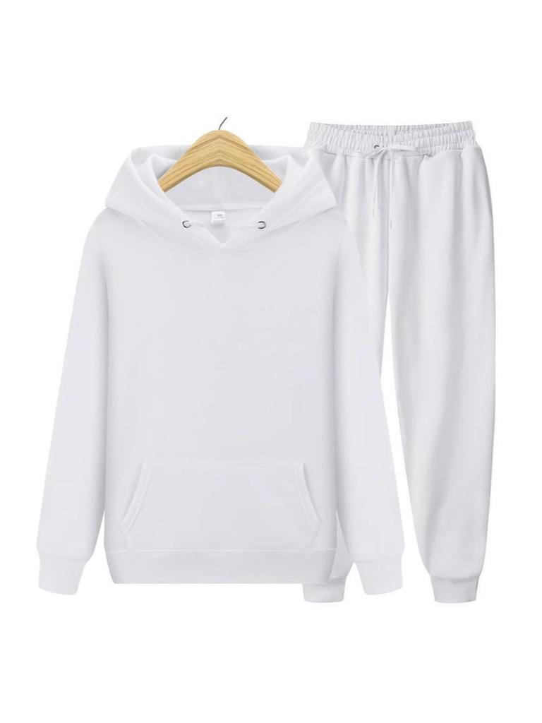 Men's Spring & Autumn Casual Sports Hoodie Set - Fashion Trend Solid Color