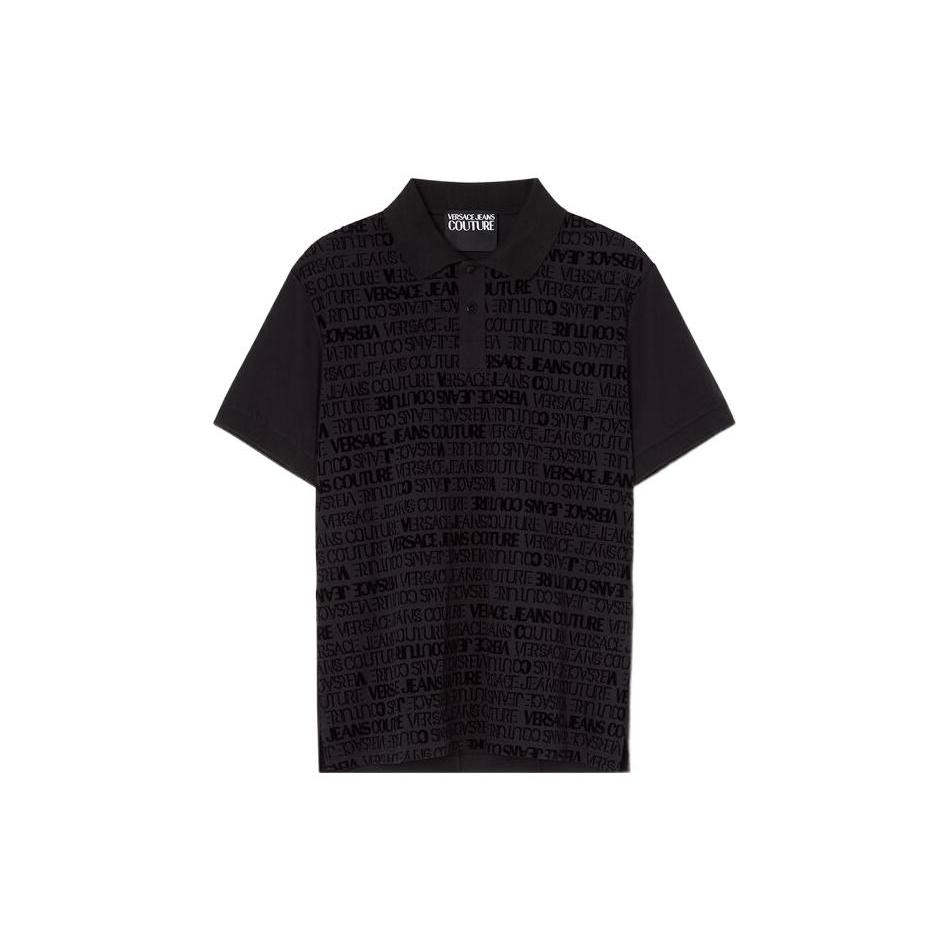 VERSACE JEANS COUTURE Polo Shirts Men's Black Polo Collar Moderate Straight Fit E73GAG6R1-EJS103-E899