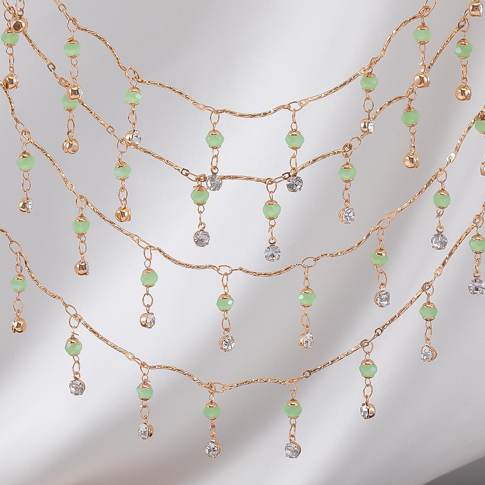 1Meter 0.5Meter Green Glass Lantern Beads Crystal Charm Copper Chain DIY Necklace Bracelet Beaded Chain Jewelry Making Materials