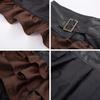 Cosplay Vintage Steampunk Dress Victorian Medieval Ruffled Satin Lotus Trim Gothic Skirts Women Corset Skirt Costumes