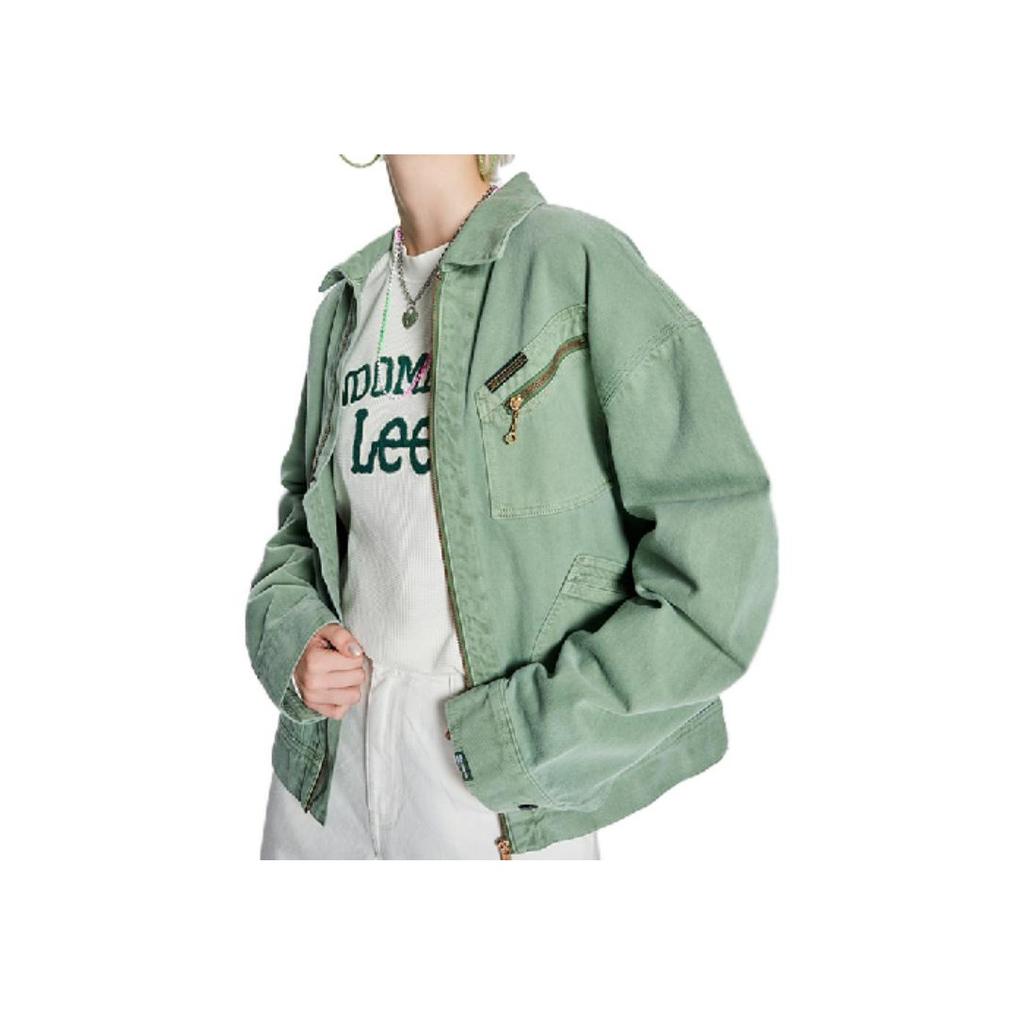 Lee X Randomevent Collaboration Back Spliced Knitted Patch Jacket Unisex Jacket Green LUT005300201690A03715