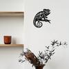 Metal Wall Art Black Chameleon Reptile Decor, Indoor Outdoor Patio Gift for Christmas Thanksgiving Birthday, Nature Home Ornament