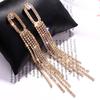 Fashion Long Tassel Full Rhinestone Drop Earrings for Women Shiny Crystal Water Drop Flowers Dangle Earring Party Jewelry Gifts