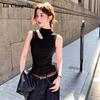 La Chapelle Women's Hollow-out Semi-High Neck Camisole Vest