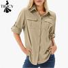 Damenmode, lässig, Frühling und Herbst, einfarbig, langärmelig, Polo-Ausschnitt, Blusen und Hemden