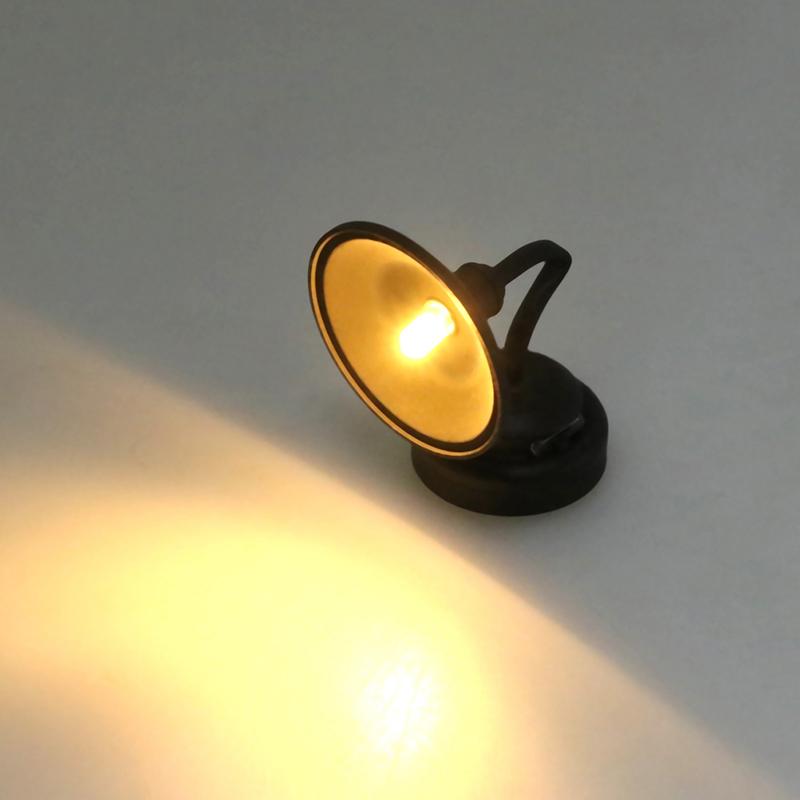 1:12 Dollhouse Miniature Led Lamp Desk Lamp Black Wall Lamp With Switch Furniture Model Decor Toy