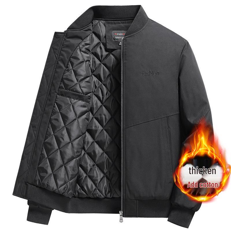 Men's Thickened Cotton Pilot Jacket - Autumn/Winter Stand Collar Loose Baseball Outerwear