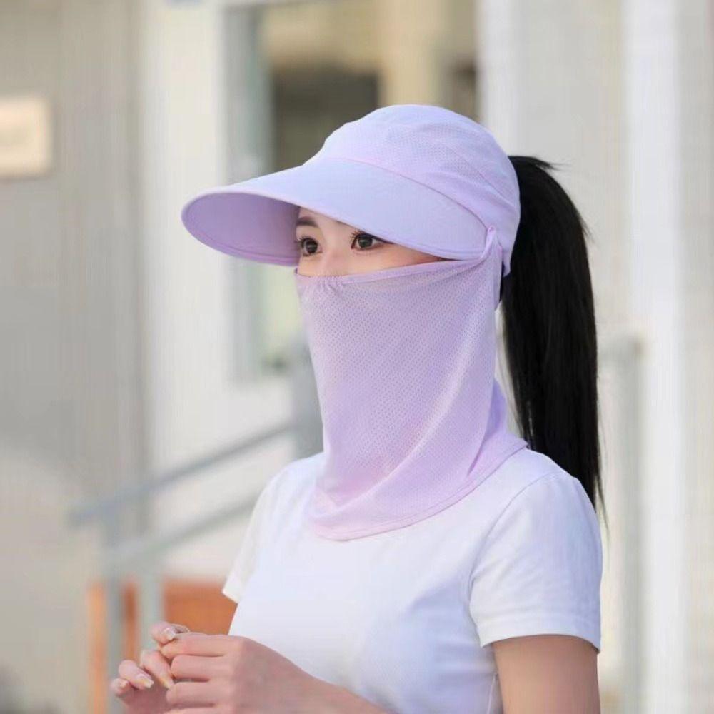 Face Protection Empty Top Hat Wide Brim Face Cover  Hat Fashion Women Sun Hat  Women