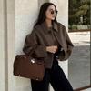Women's 2025 Autumn/Winter American Retro Wide-Leg Woolen Zipper Jacket Coat